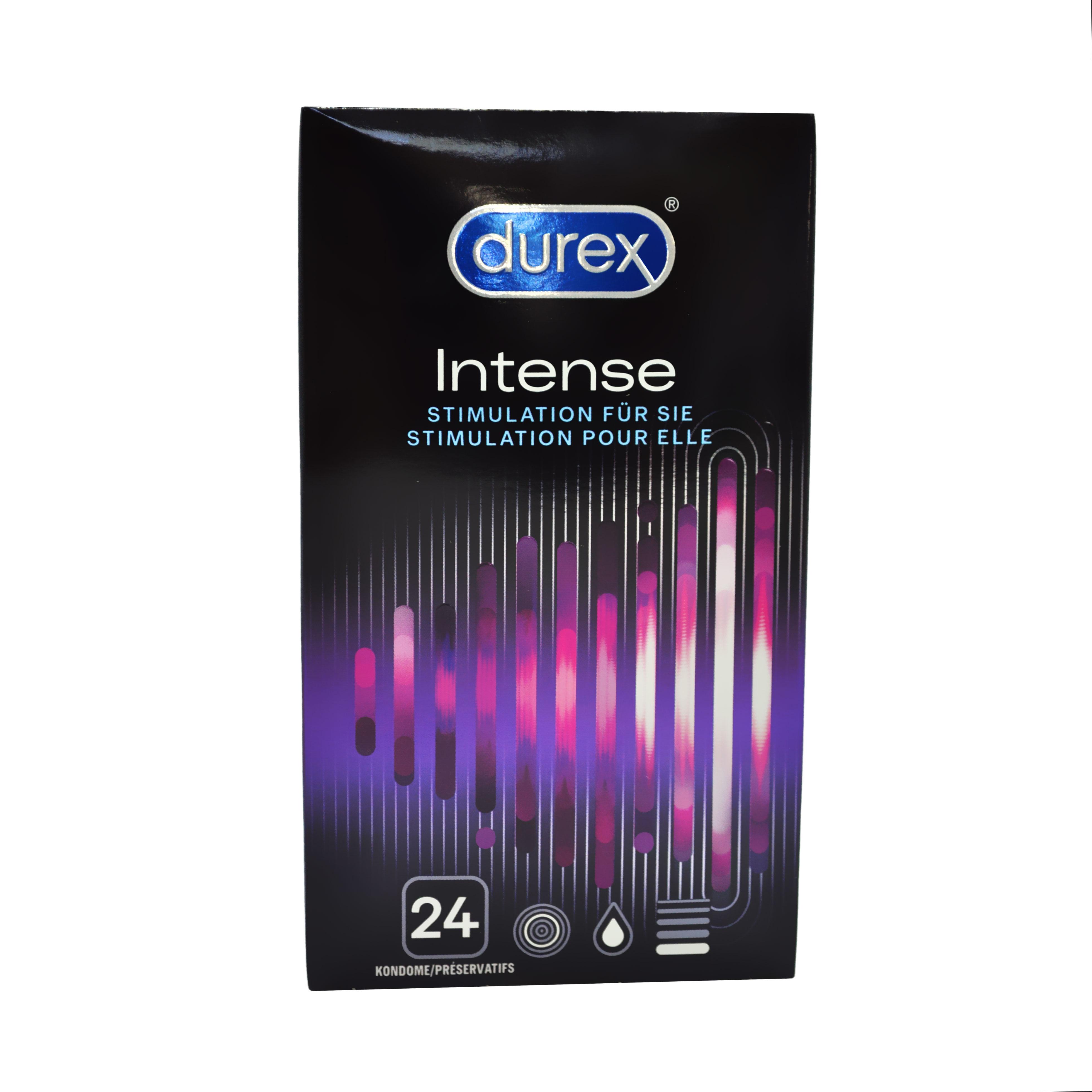 Durex Intense Condoms 24pcs, Nubbed and Ripped, with Reservoir, Ø 56mm ...