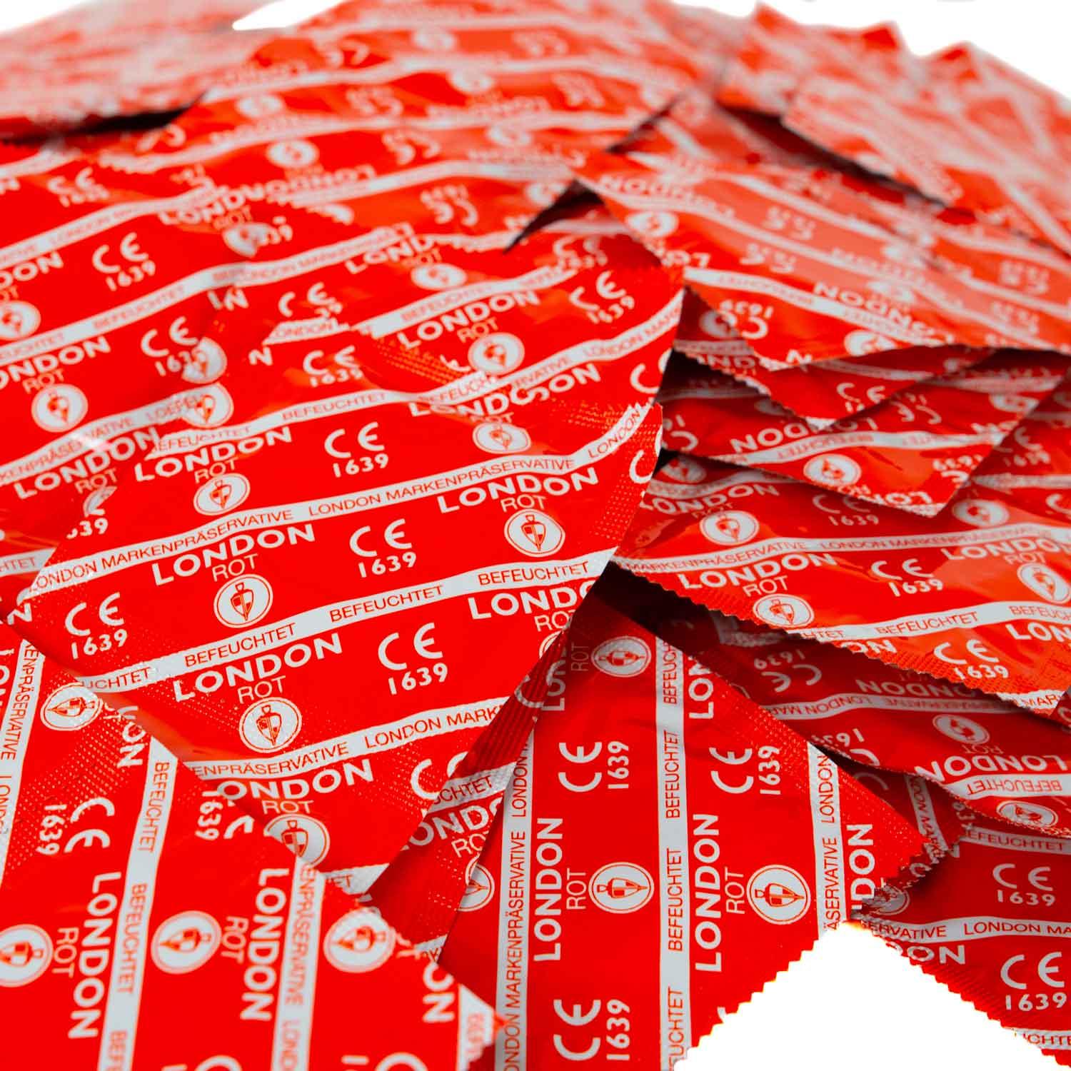 London Red, Condoms, 100 pcs, Strawberry, Ø 56mm, 205mm