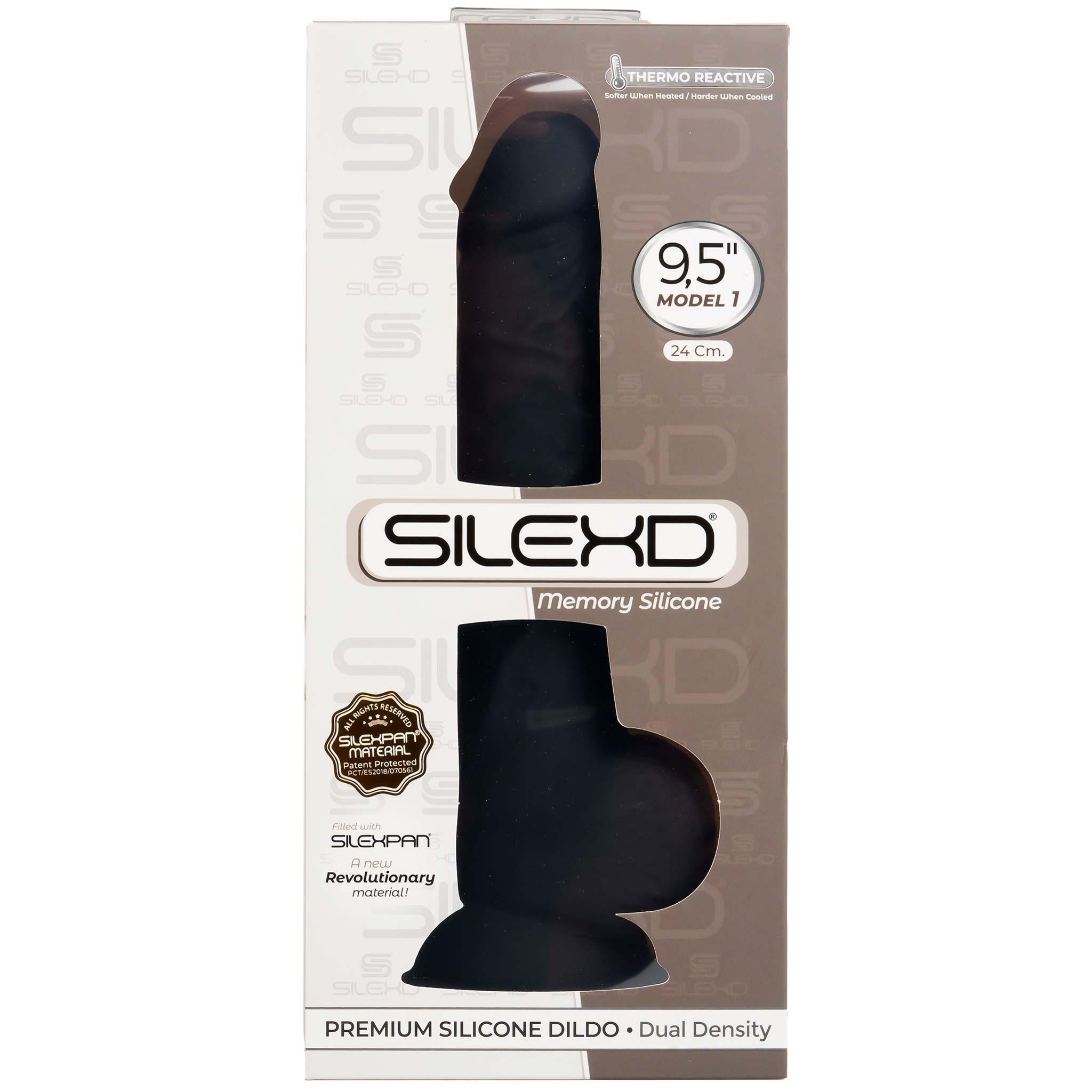 SILEXD Premium Silicone Dildo Model, 24 cm, Black