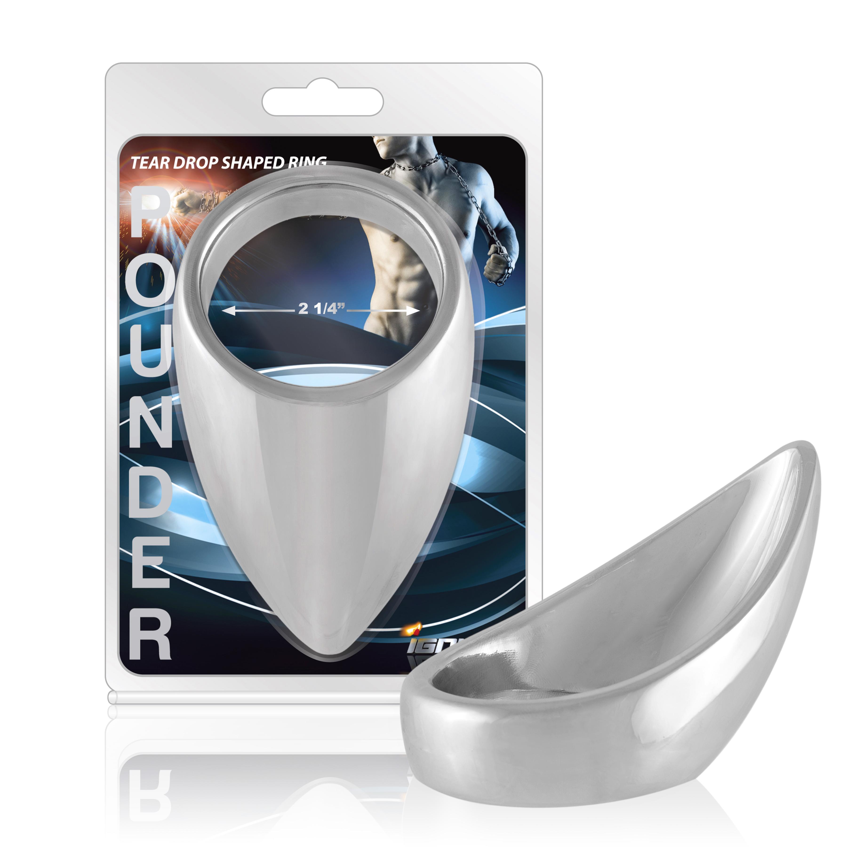 SI IGNITE Teardrop shaped Chromed Steel Pounder Cockring, ¯ 57 mm