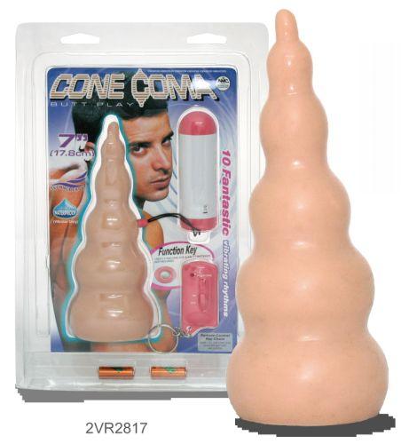 Cone Coma Vibrating Butt Plug, Flesh, 17,8cm