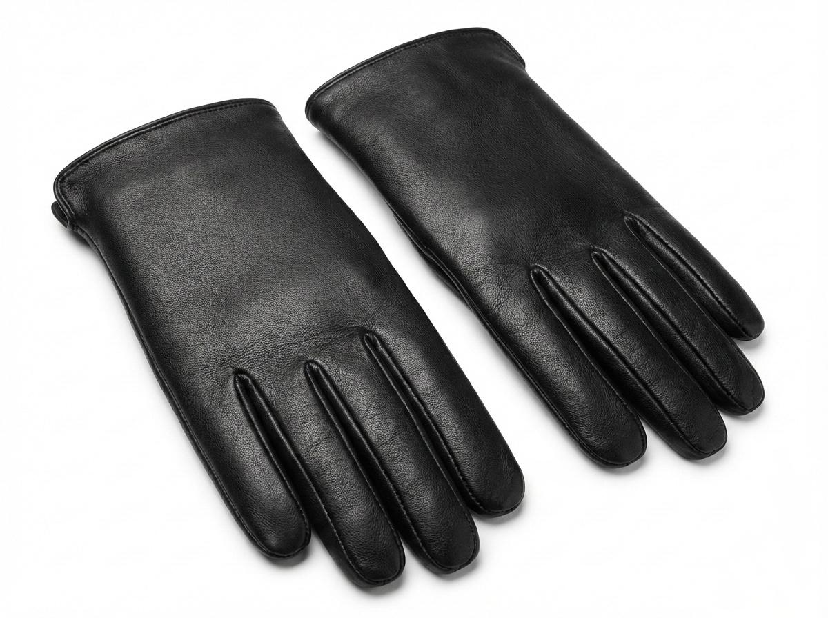 Leather Hand Gloves with metal Spikes on Palm, Black - XL