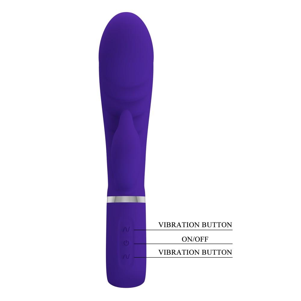 PRETTY LOVE - Super Soft Silicone Rabbit Vibrator, 20 cm, Blue