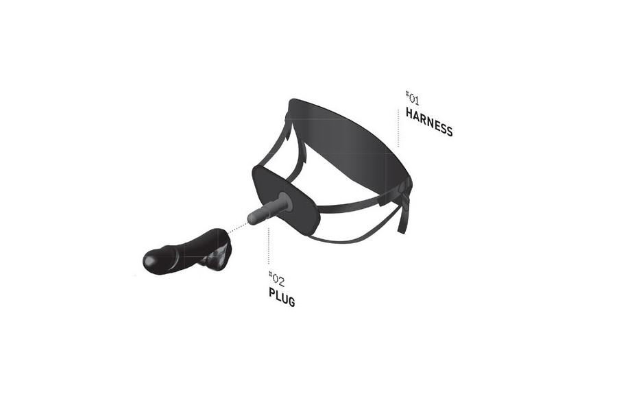 Hung System Insert Plug Strap On Harness, Black Hung System Insert Plug Strap On Harness, Black
