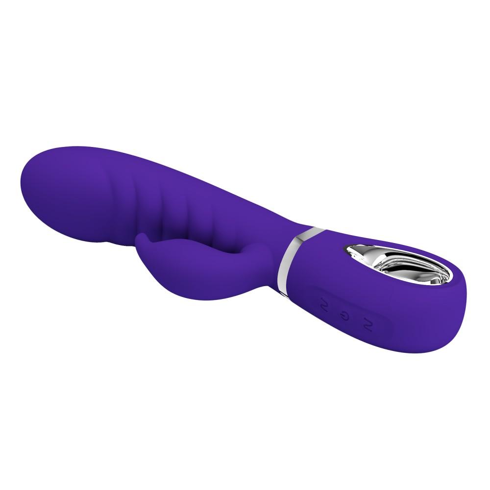 PRETTY LOVE - Super Soft Silicone Rabbit Vibrator, 20 cm, Blue