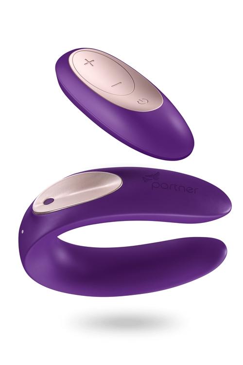 Satisfyer Double Plus Vibrator with Remote Control, Purple, 7 cm