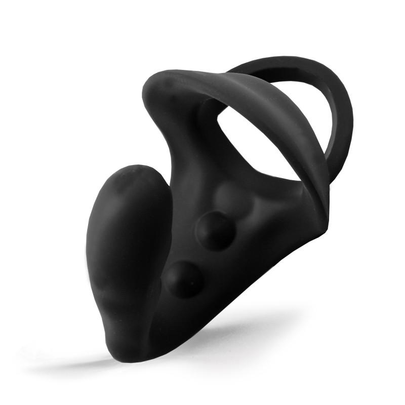 Rude Rider Ass Plug/Jock Lock Cockring Silicone Black Rude Rider Ass Plug/Jock Lock Cockring Silicone Black