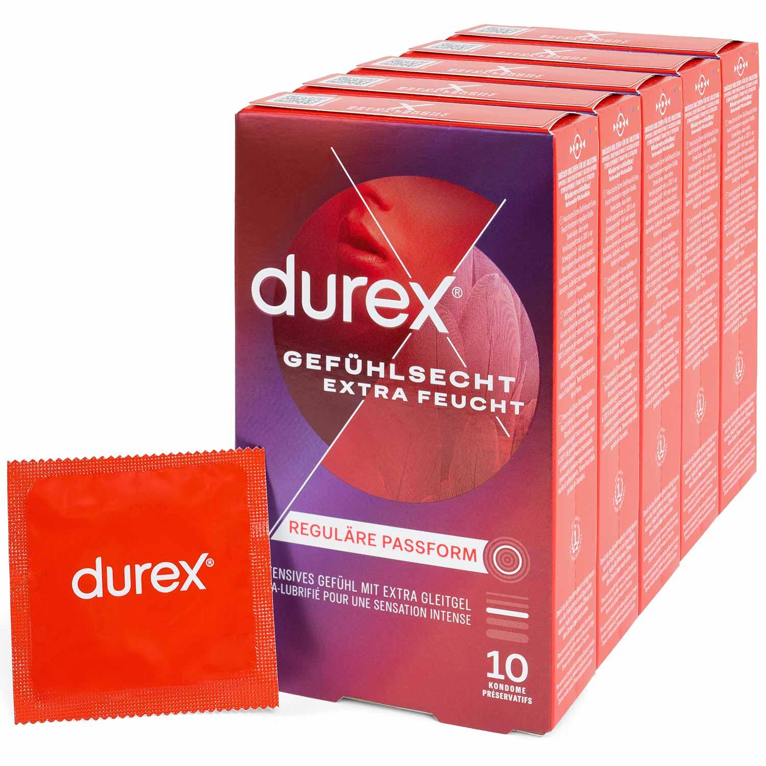 Durex Gefühlsecht Extra Feucht Condoms 10pcs, with Reservoir, Extra Lubrication, Ø 56mm, 195mm Durex Gefühlsecht Extra Feucht Condoms 10pcs, with Reservoir, Extra Lubrication, Ø 56mm, 195mm