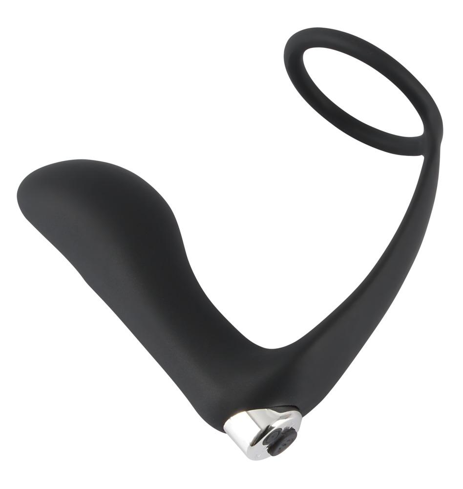 Black Velvets Vibrierender Ring & Plug, Schwarz