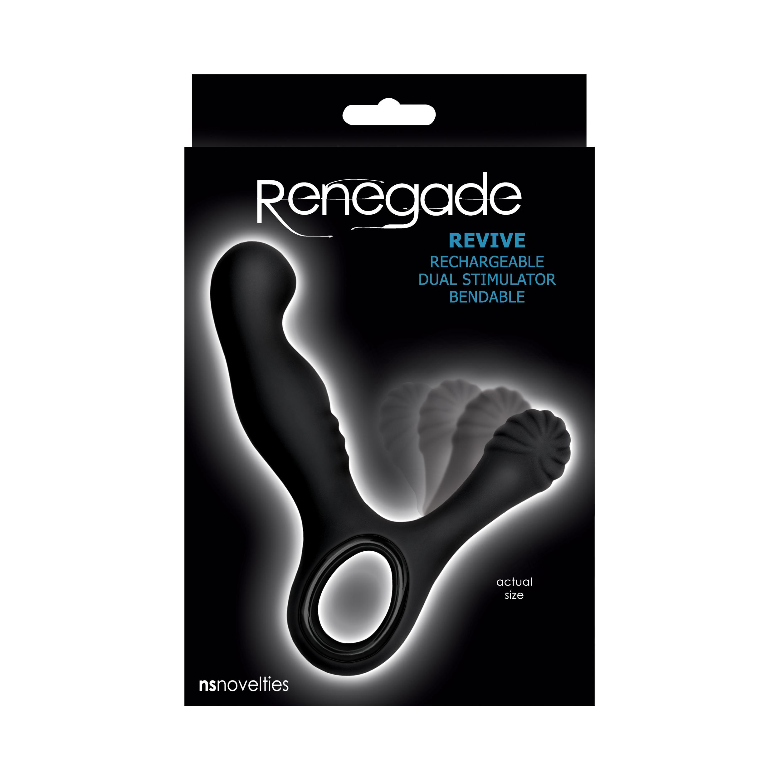 NSN Renegade Revive Vibrating Dual Prostate Stimulator, 9 cm, Black