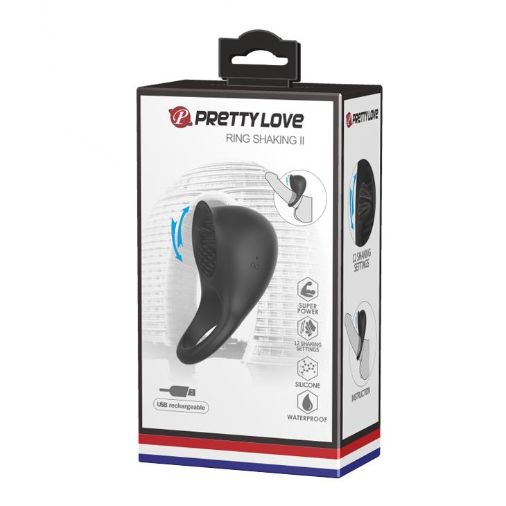 PRETTY LOVE - Ring Shaking Ii, Flickering tongue enhancer
12 functions of flickering
Silicone
USB rechargeable 30-80