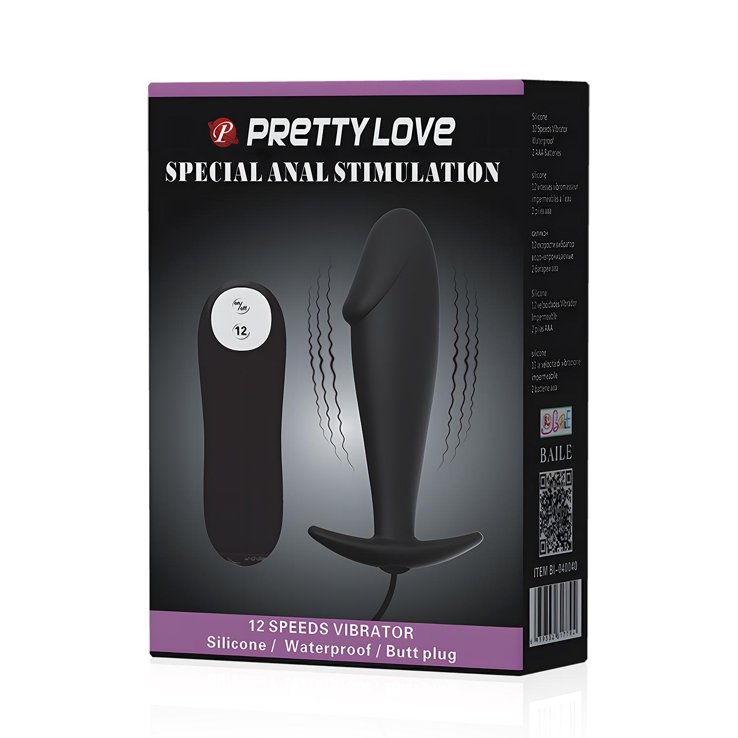 PRETTY LOVE - Special Anal Stimulation, Butt plug, 12 functions of vibration, 2 AAA batteries ':30mm   L:100mm