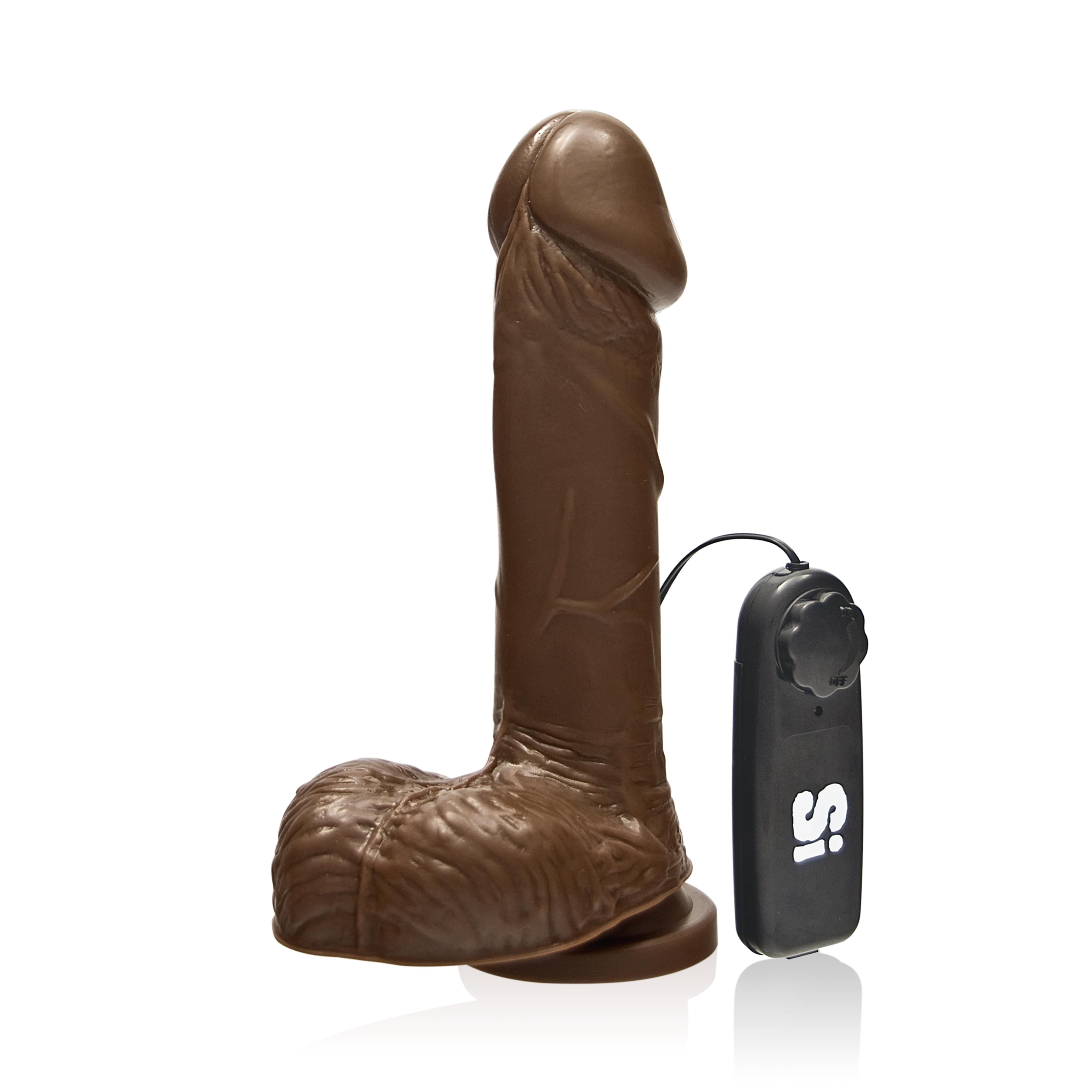 SI IGNITE Vibrating Cock with Balls and Suction, Brown,18 cm