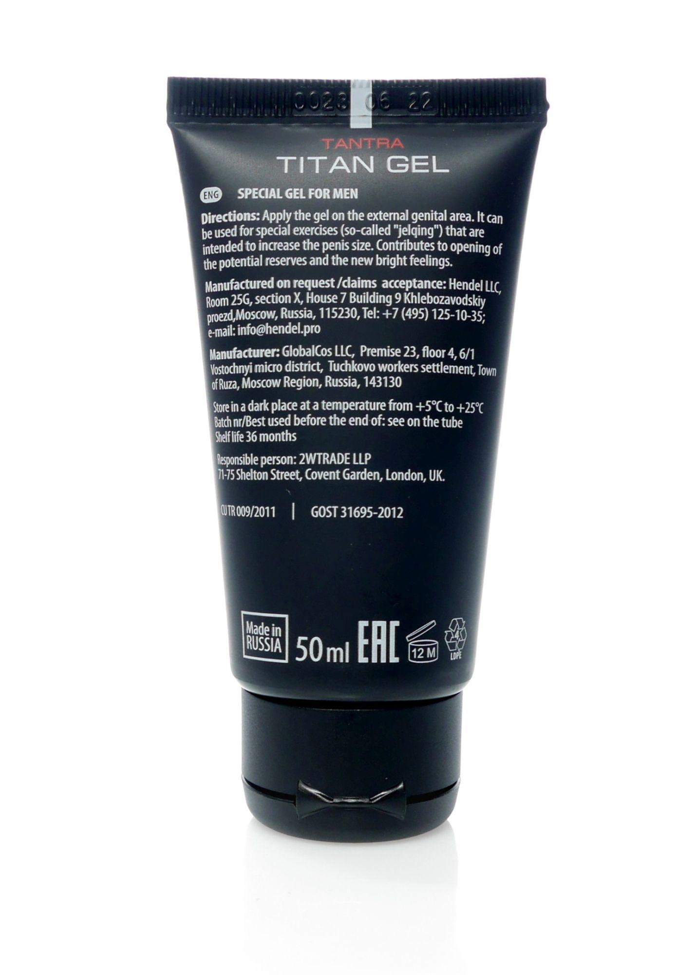 Tantra Titan Gel, Male Enhancement Gel Lubricant 50 ml