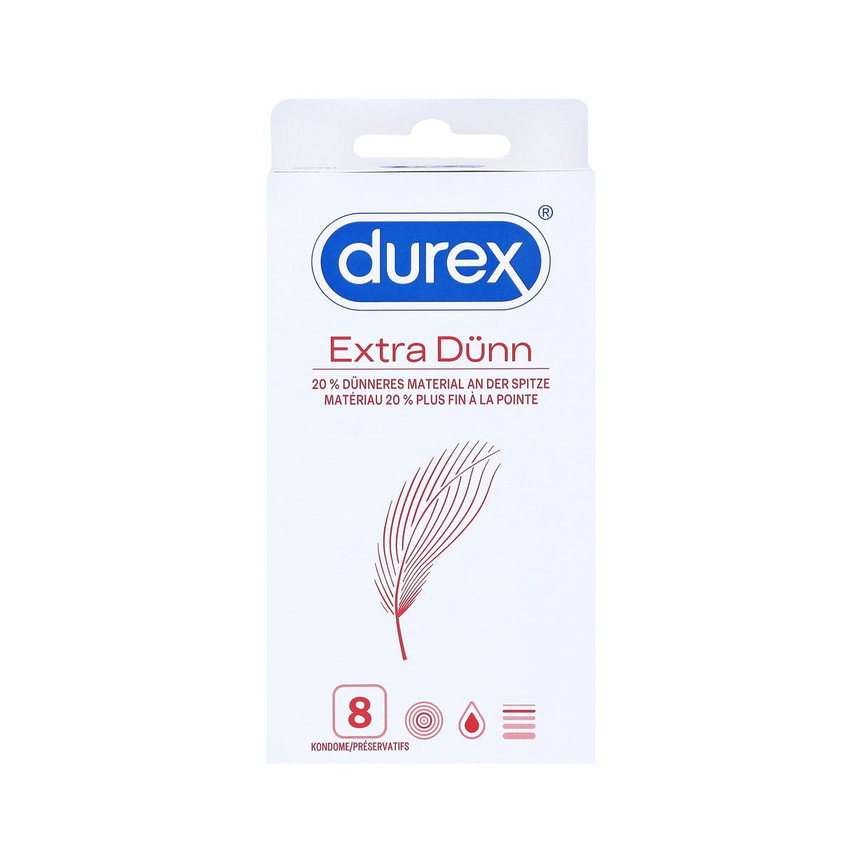 Durex Extra Dünn Condoms 8 pcs, with Reservoir, Ø 52mm, 190mm