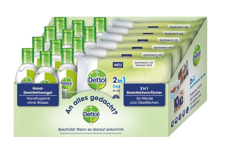 Dettol 18er Theke: 12x Gel 50ml, 6x 2in1 Tücher