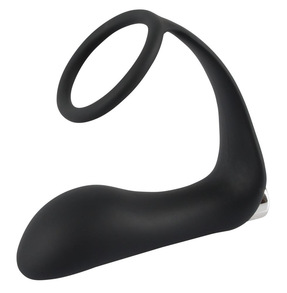 Black Velvets Vibrierender Ring & Plug, Schwarz