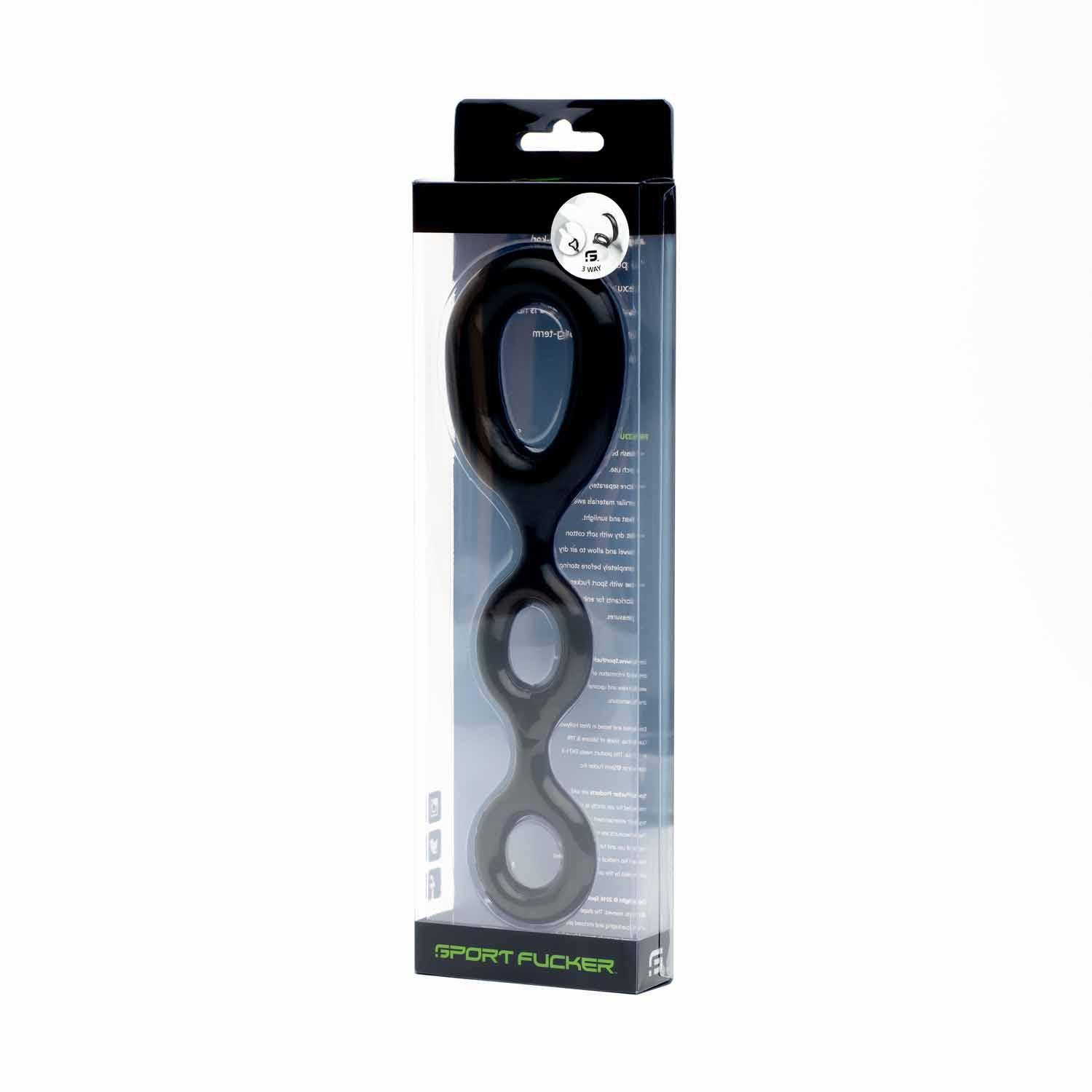 Sport Fucker 3 Way Cockring, Black Sport Fucker 3 Way Cockring, Black