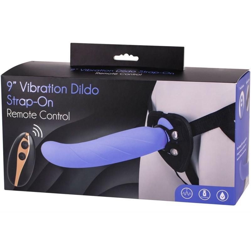 Strap On 9" Vib. Remote Control - USB Rechargeable, Purple