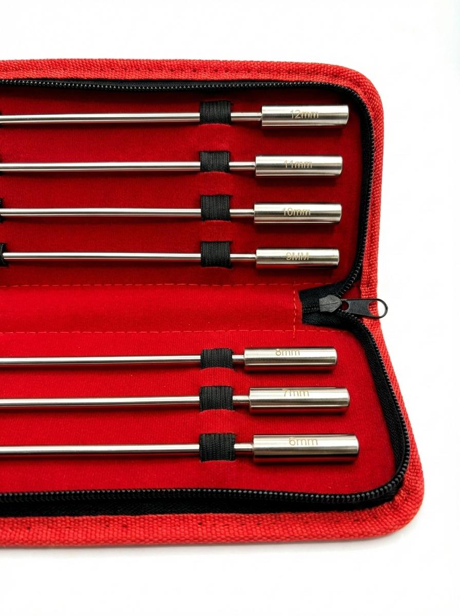 KIOTOS Steel Dilator Rosebud Penis Plugs 6mm To 12mm, Set of 7