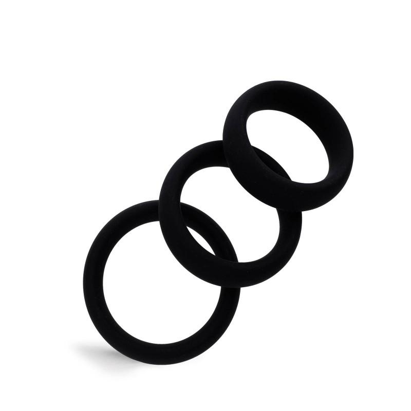 RudeRider Silicone 3-Ring-Set, Cockring, Black