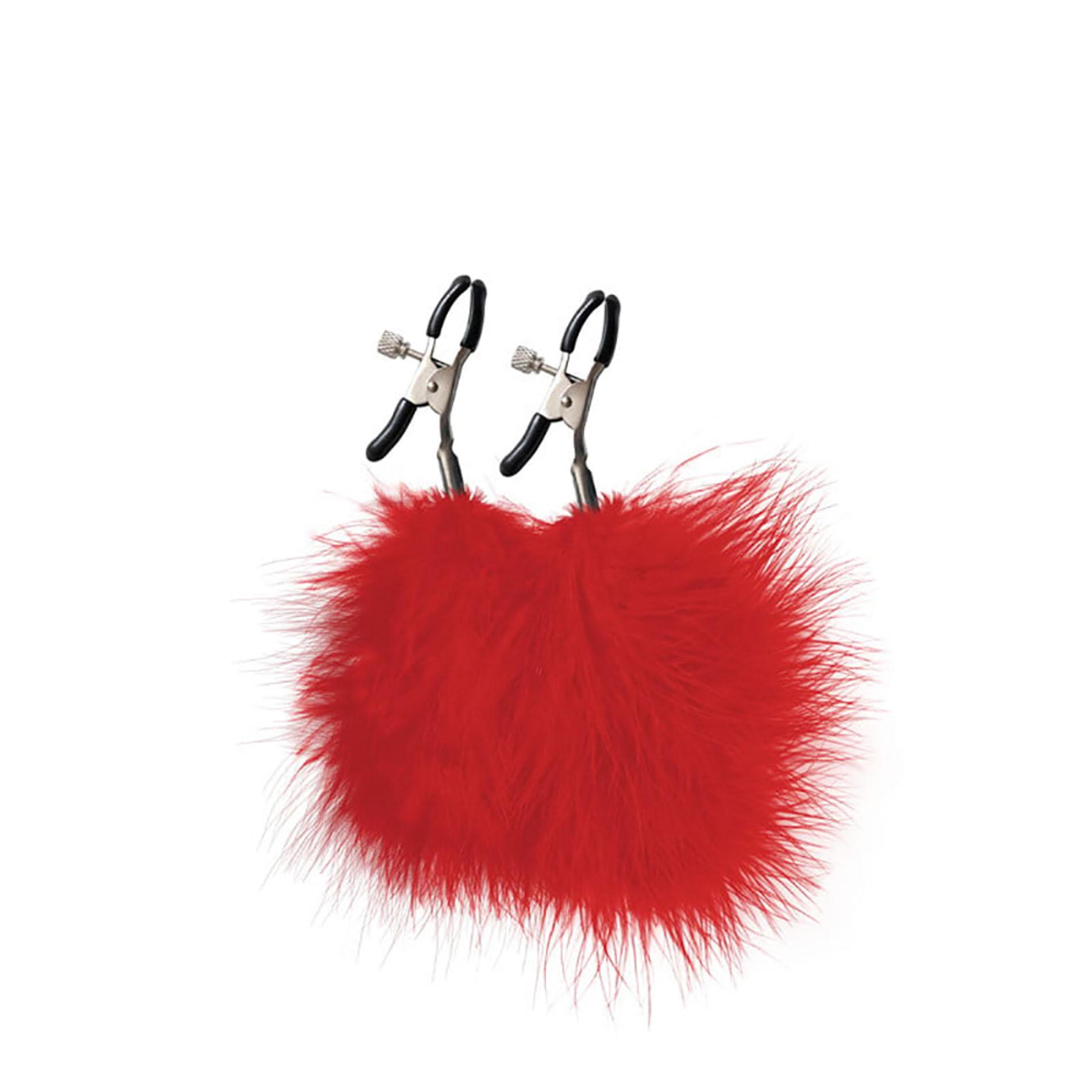 Feather nipple clamps with adjustable pressure, red