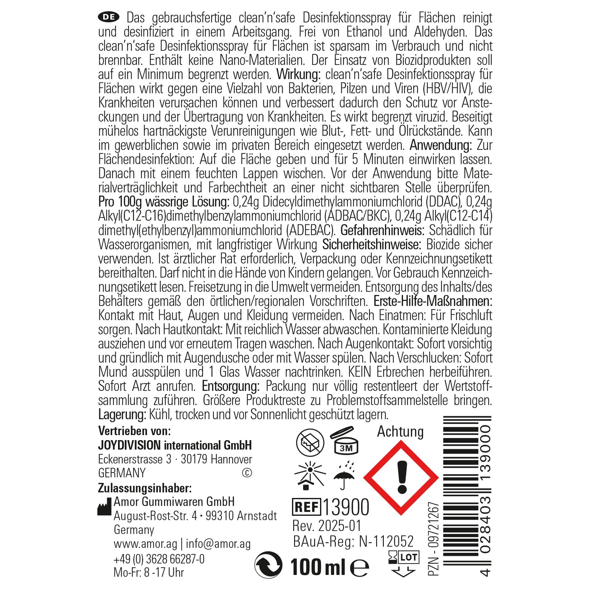 JoyDivision clean'n'safe Cleaning & Disinfection, Toy Cleaner, 100 ml