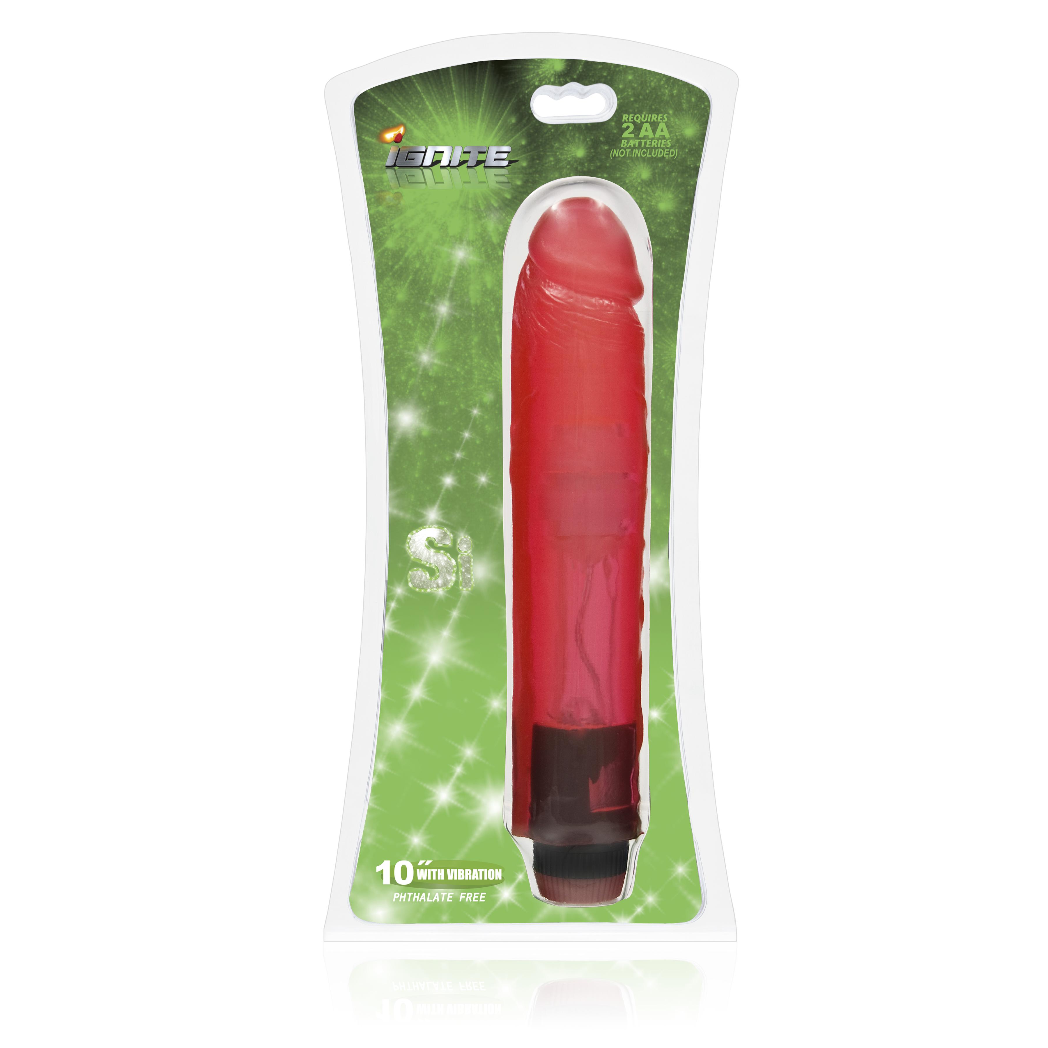 SI IGNITE Cock Dong with Vibration, Red, 26 cm