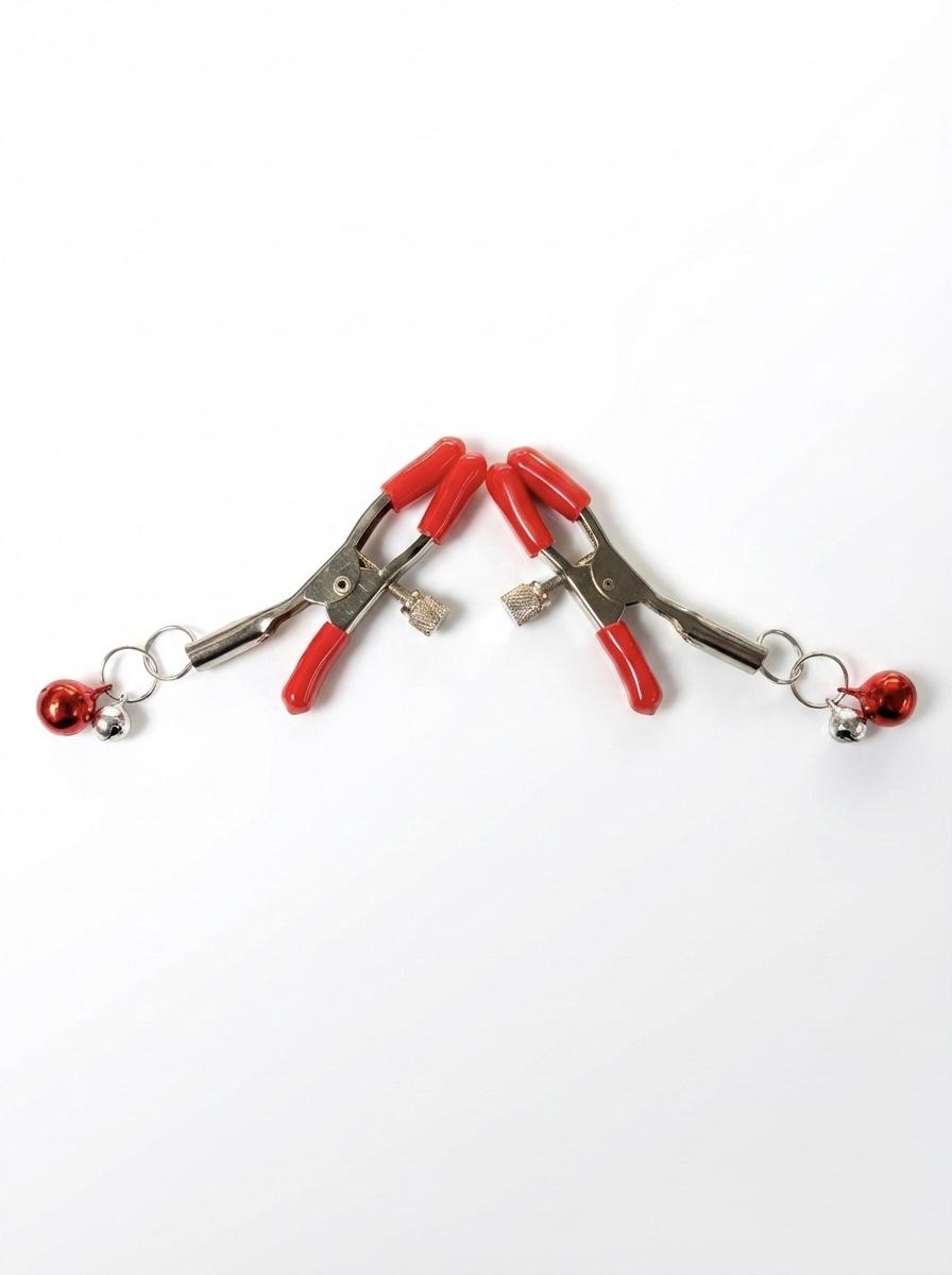 Nipple Clamps Adjustable with Red & Silver Bell