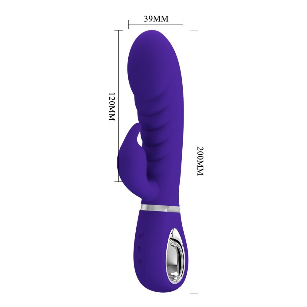 PRETTY LOVE - Super Soft Silicone Rabbit Vibrator, 20 cm, Blue