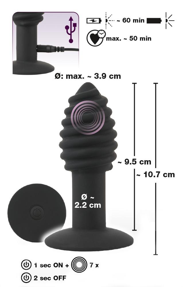 Balck Velvets Twist butt plug, Black, 10,7 cm