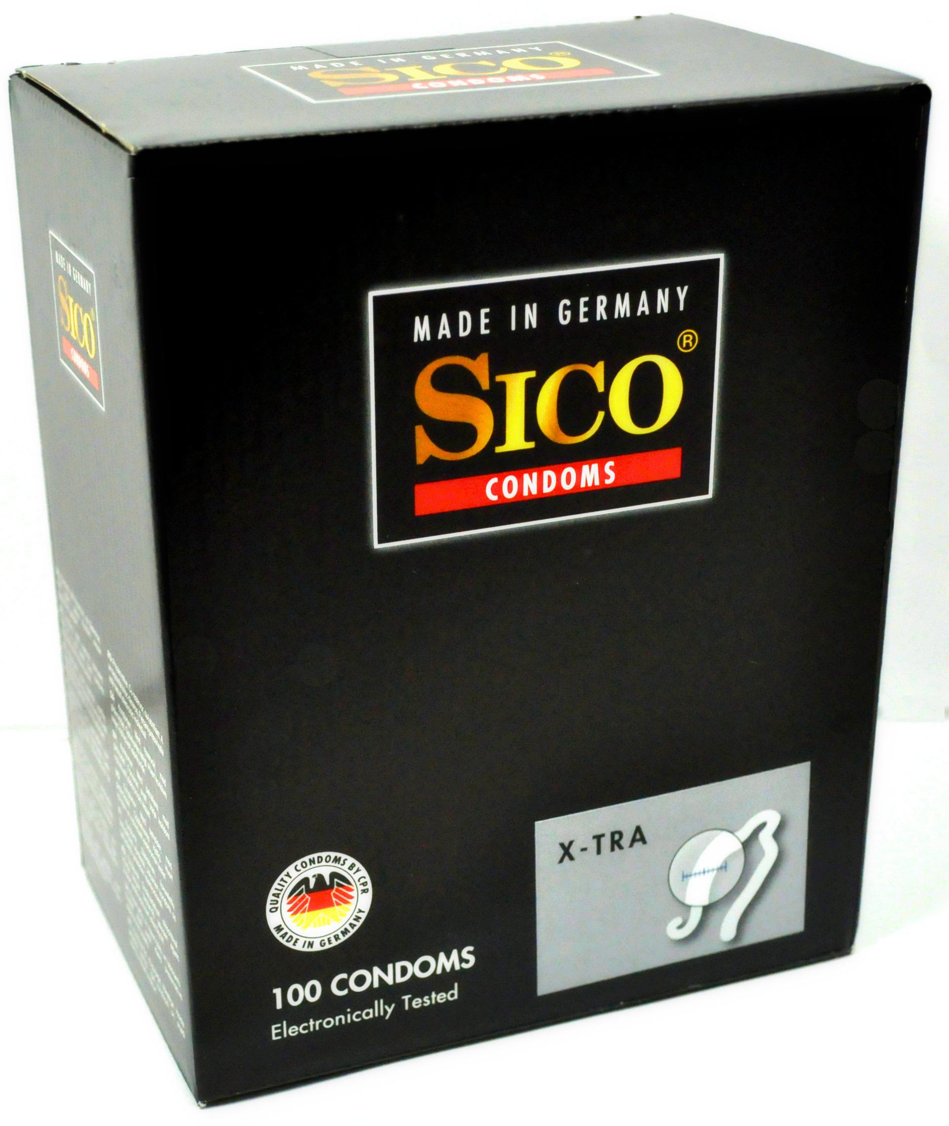 SICO X-TRA, Extra Thick, Latex, Clear, 18 cm (7 in), Ø 5,2 cm (2,0 in), 100 Condoms