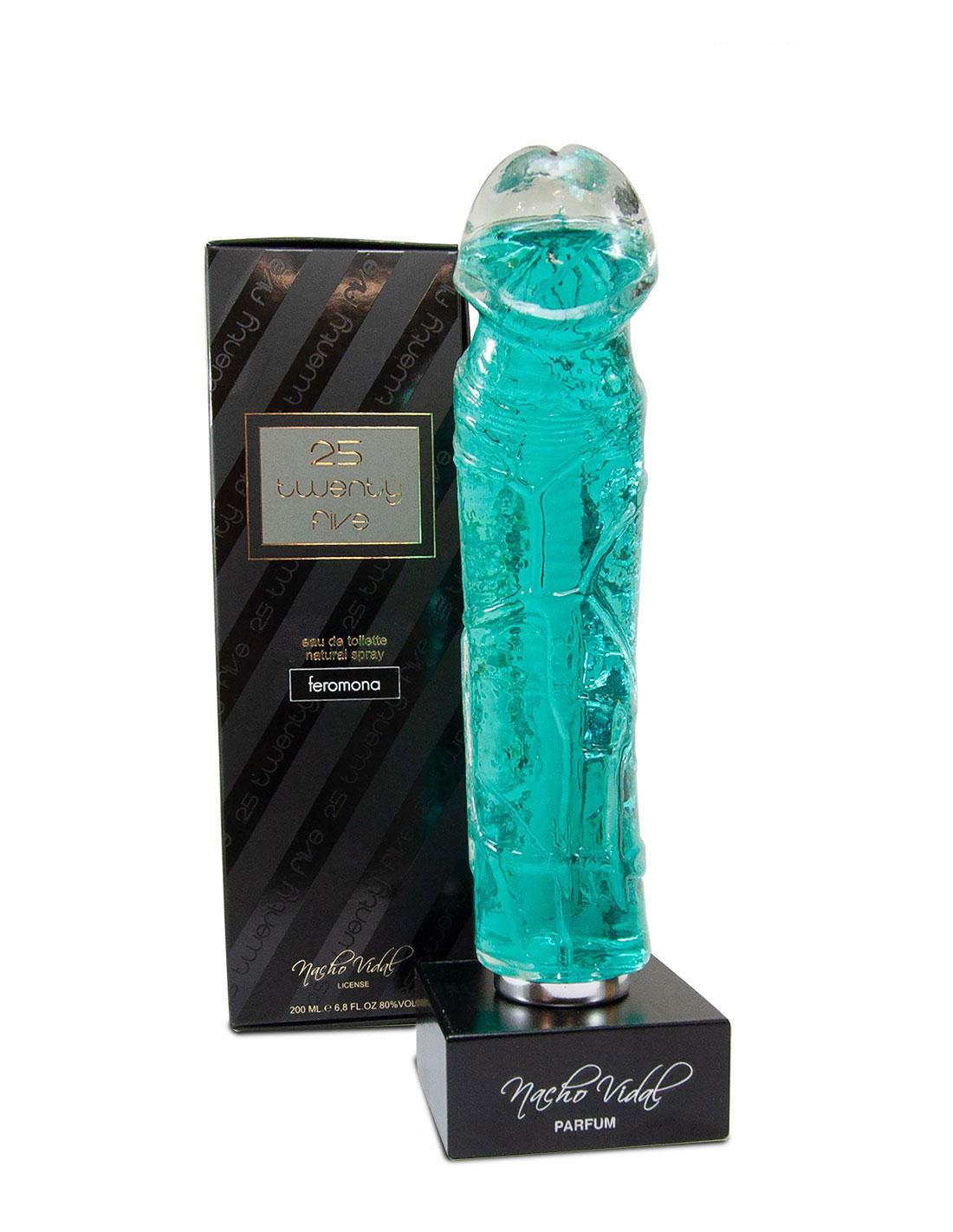 Nacho Vidal 25 Twenty Five Feromona Blue, Eau de Toilette Natural Spray, 200 ml (6,8 fl.oz.), 80% Vol., 25 cm (9,8 in), Penis Bottle