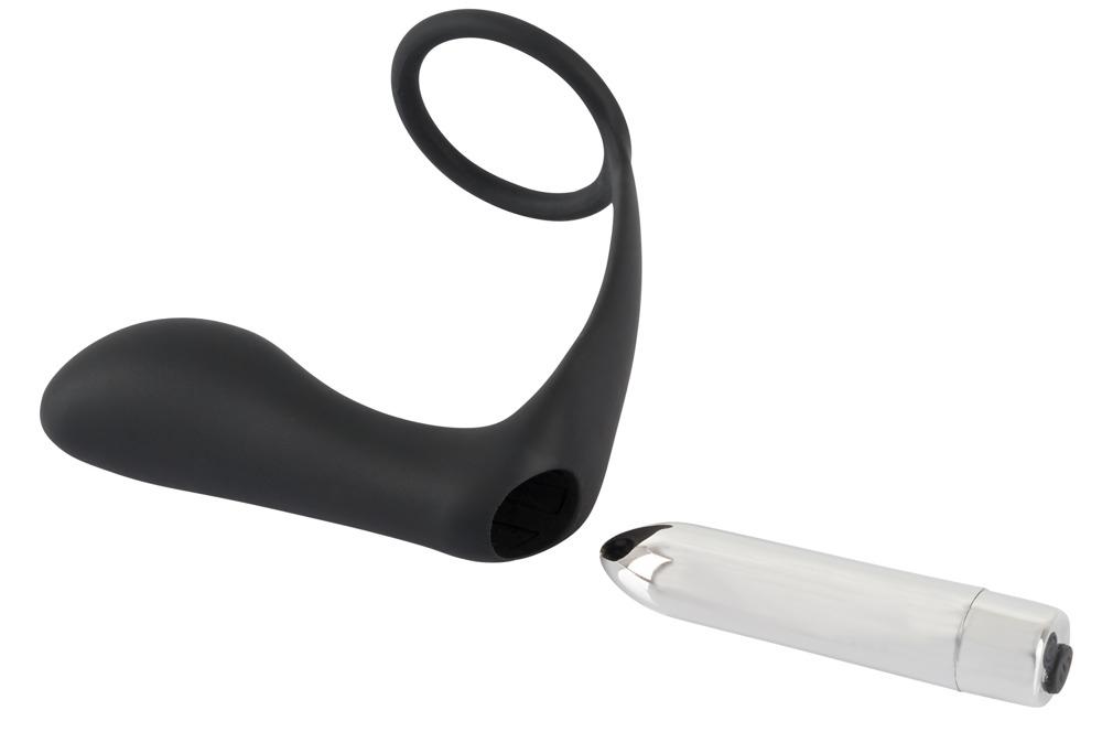 Black Velvets Vibrierender Ring & Plug, Schwarz