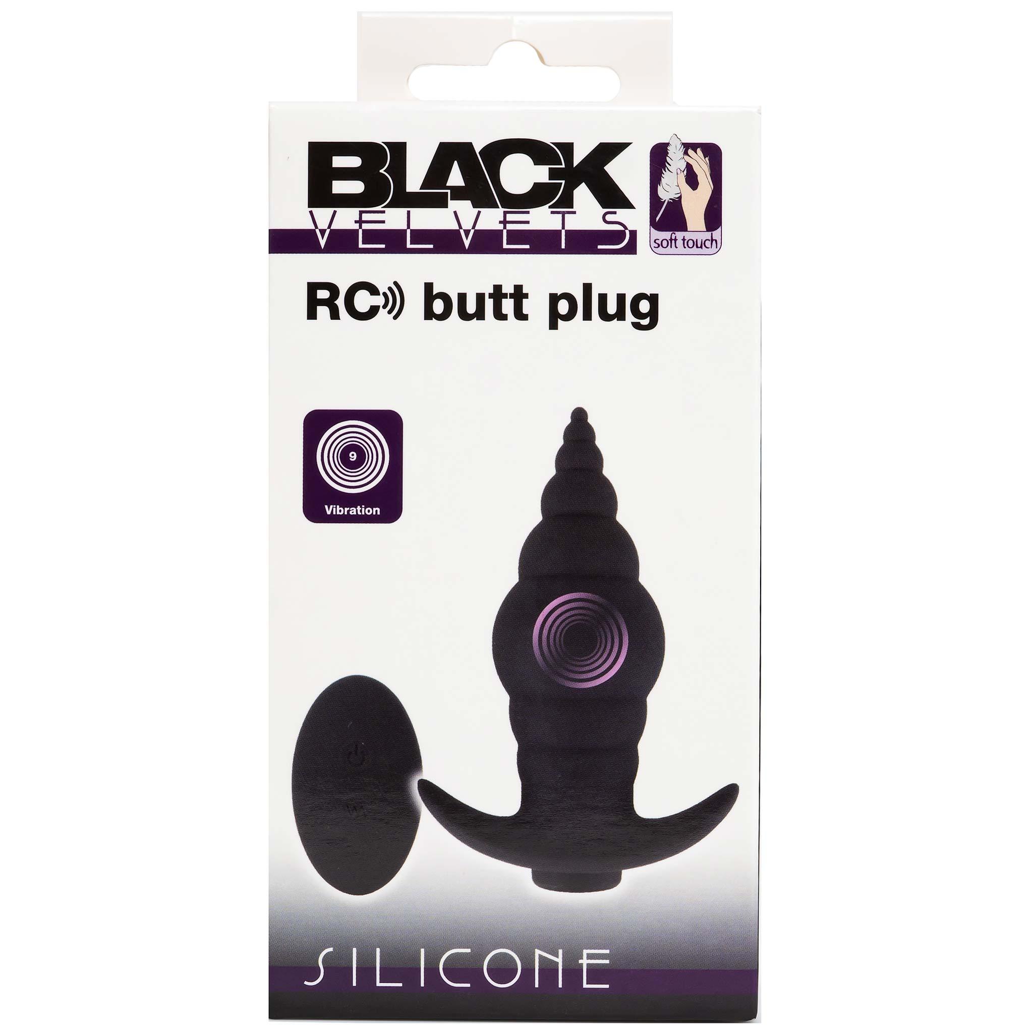 Black Velvets RC butt plug, Black, 9,6 cm