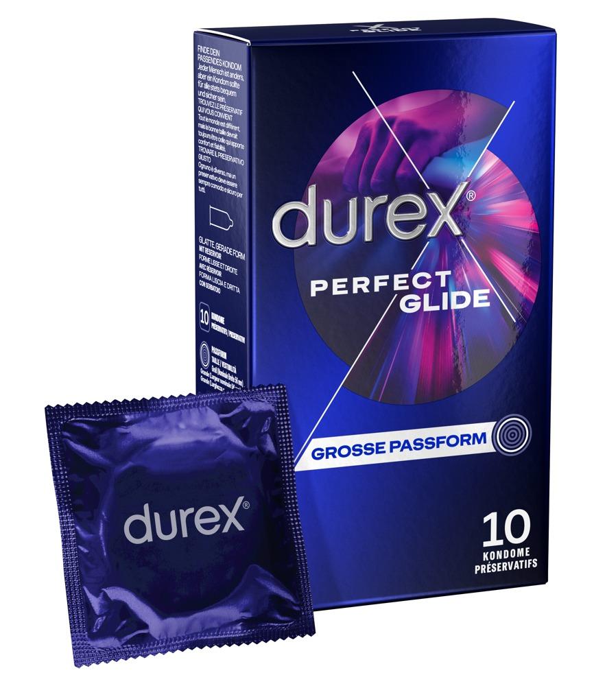 Durex Perfect Glide 10pcs, Condoms, with Reservoir, Extra Moist, Ø 56mm, 200mm