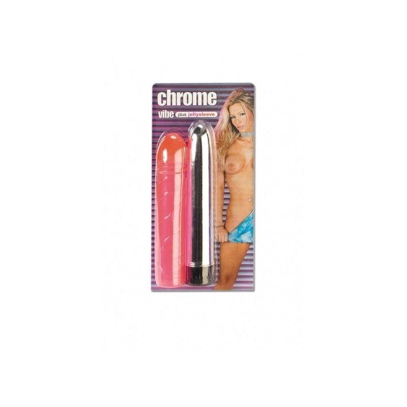 Vibrator with Sleeve - CHROME, Pink