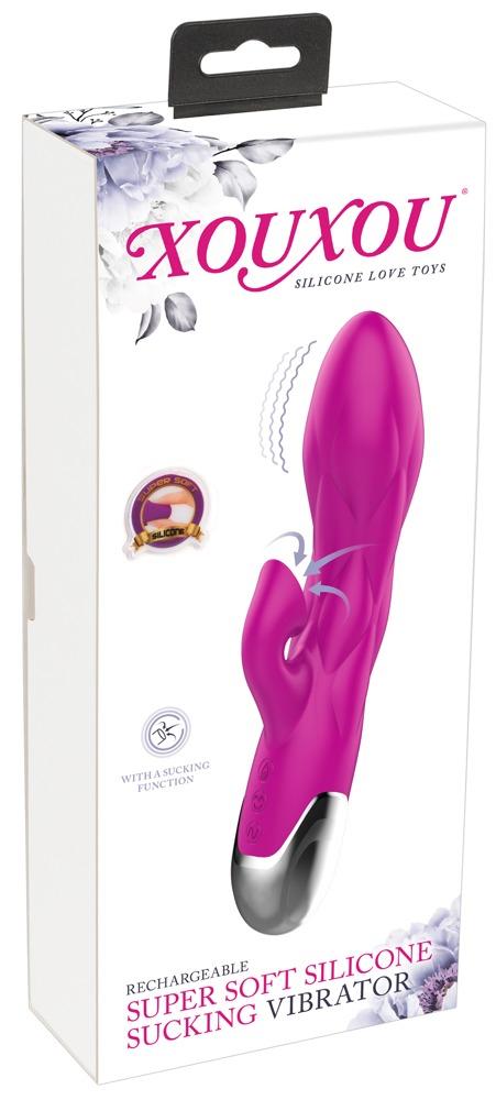 XOUXOU Super Soft Silicone Sucking Vibrator, 20 cm, Purple