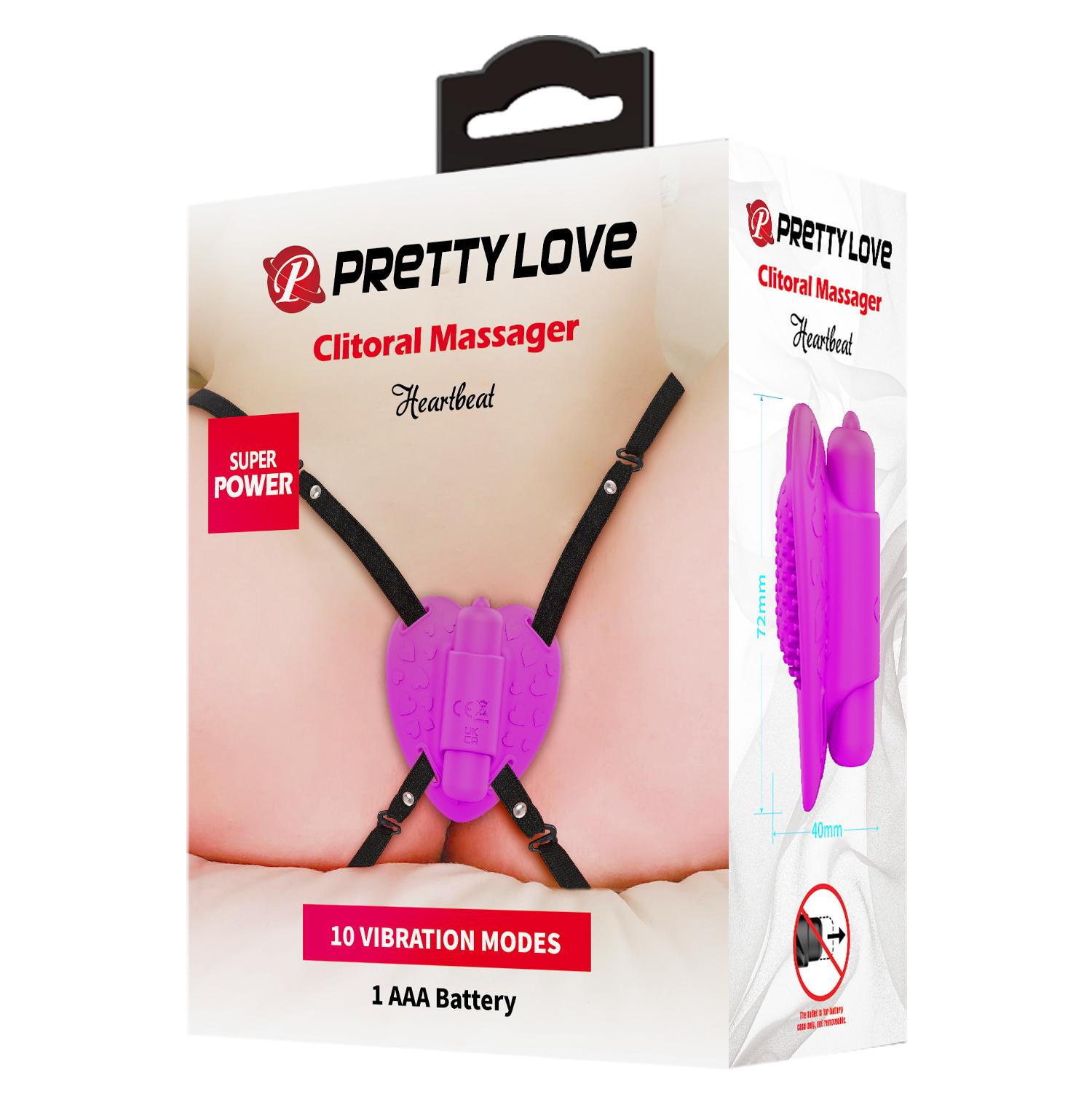 PRETTY LOVE - Heartbeat, Silicone strap on, 10 functions of vibration, 1AAA battery. 72*40 PRETTY LOVE - Heartbeat, Silicone strap on, 10 functions of vibration, 1AAA battery. 72*40