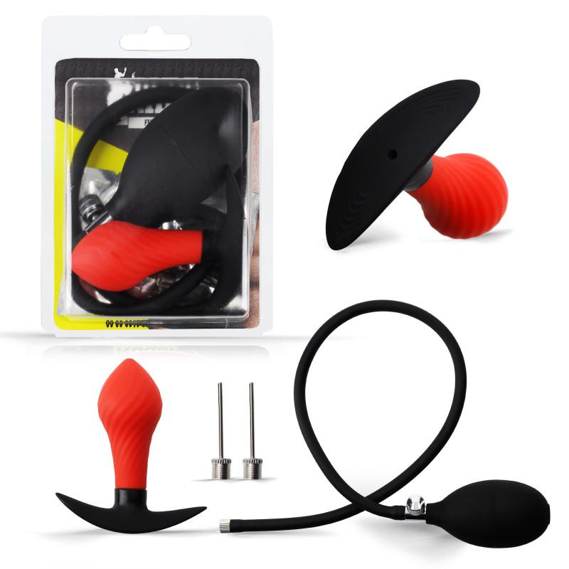 Rude Rider Inflatable Butt Plug Black/Red with Steel Ball inside Rude Rider Inflatable Butt Plug Black/Red with Steel Ball inside