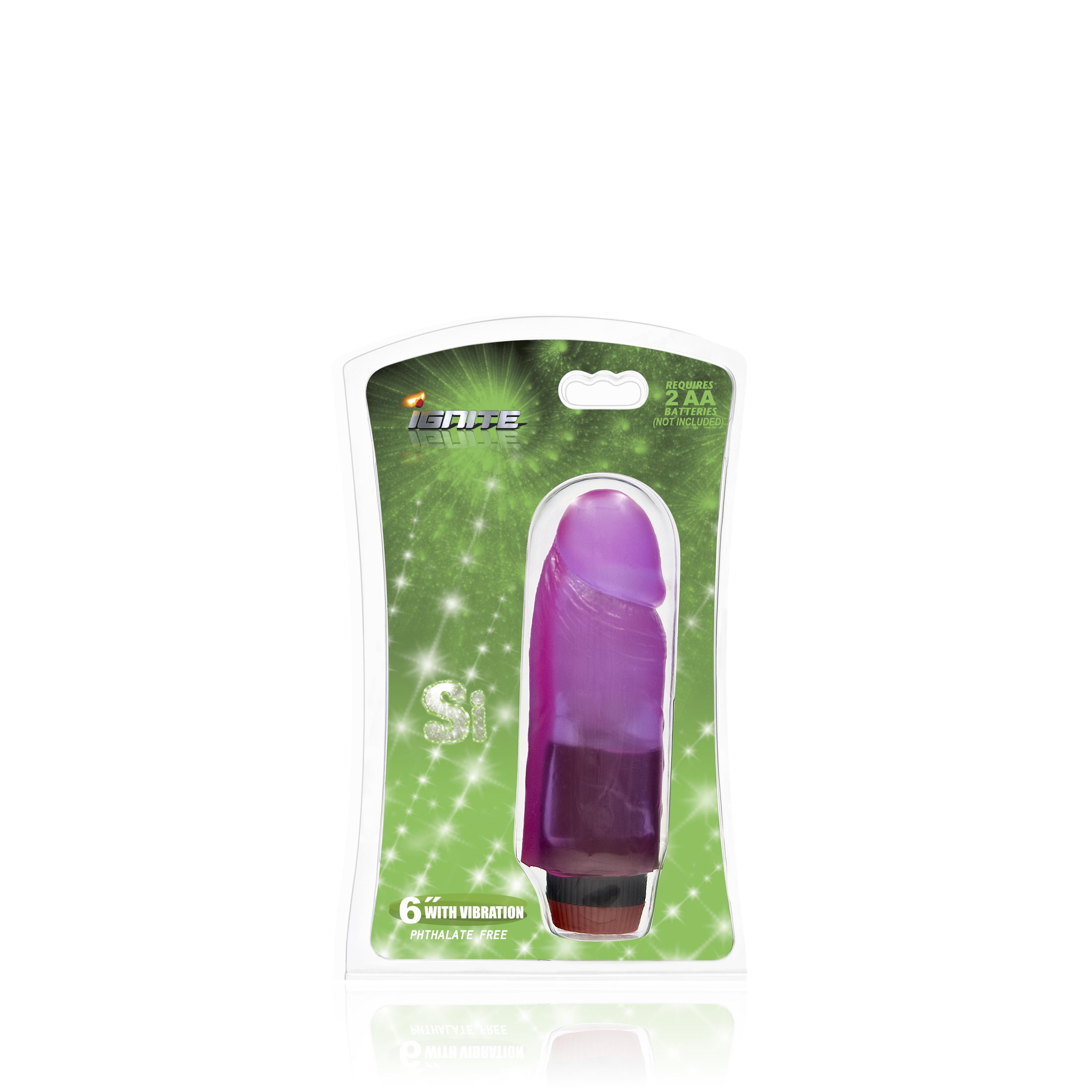 SI IGNITE Cock Dong with Vibration, Purple, 15 cm