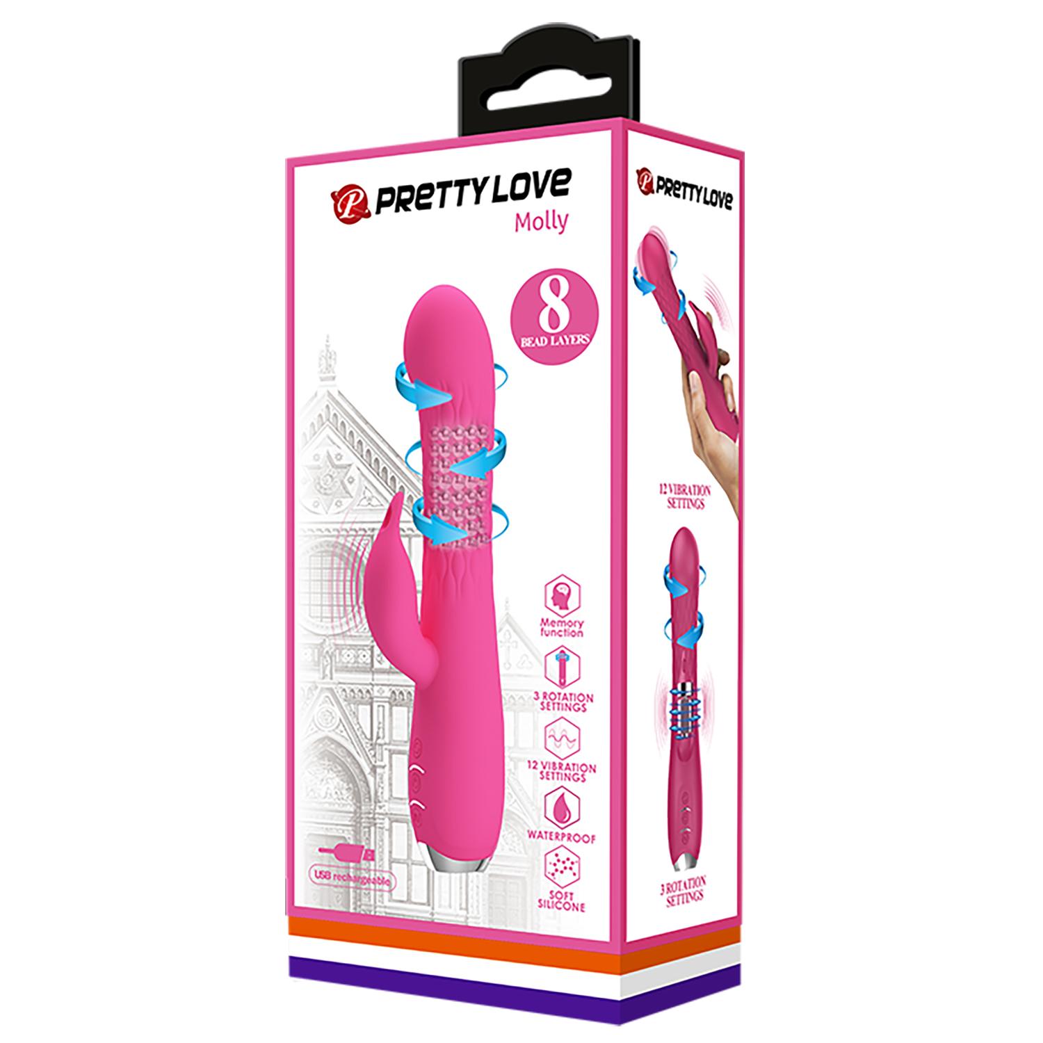 SAMPLE - PRETTY LOVE - Rotating Rabbit Vibrator, Pink