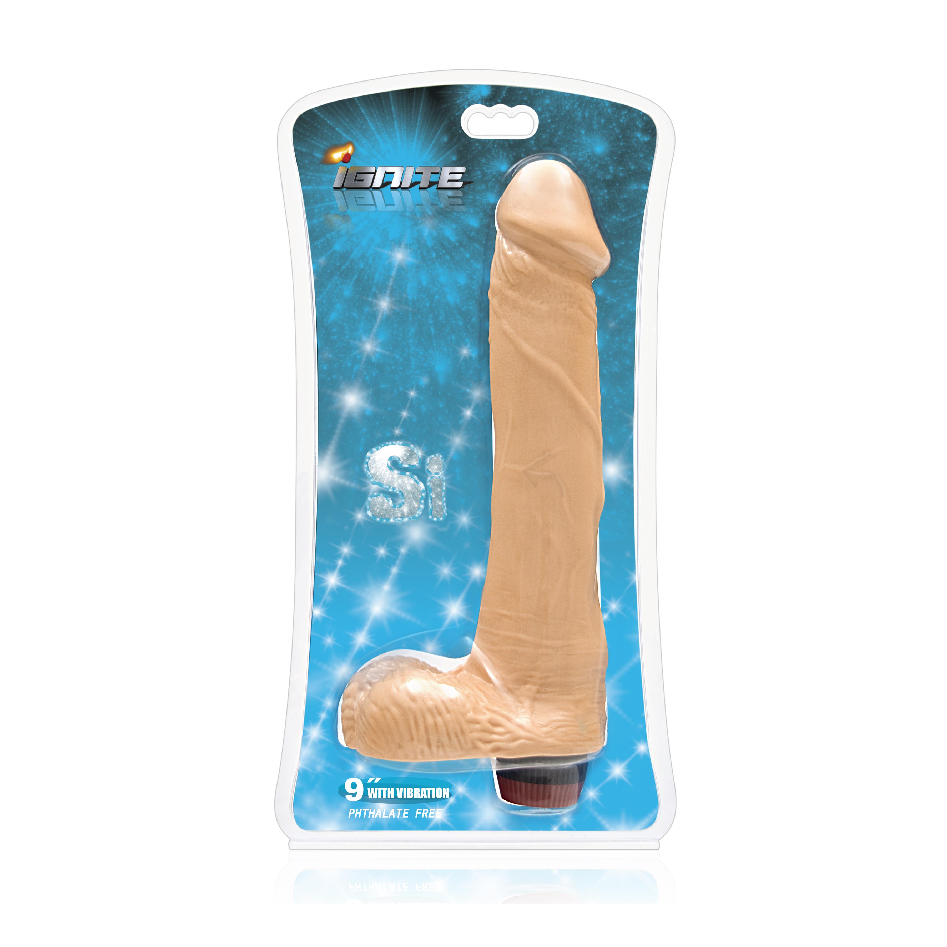 SI IGNITE Cock with Balls and Vibration, Flesh, 23 cm