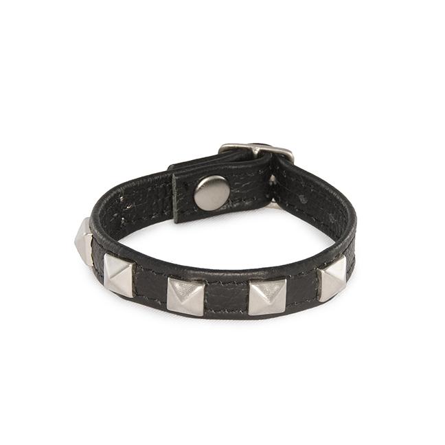 SI IGNITE Pyramid Studded Buckle Cockring, Leather, ¯ 50 mm
