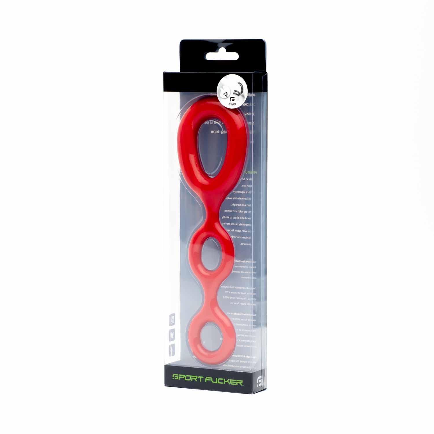 Sport Fucker 3 Way Cockring, Red Sport Fucker 3 Way Cockring, Red