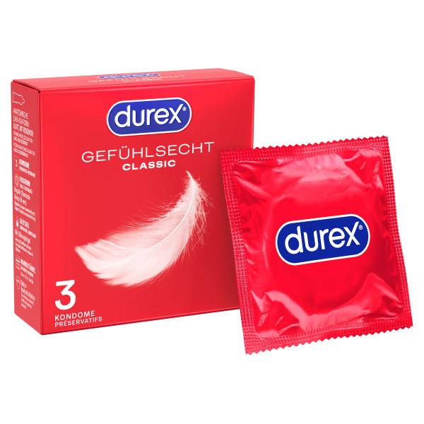 Durex Gefühlsecht Classic Condoms 3pcs, with Reservoir, Ø 56mm, 195mm