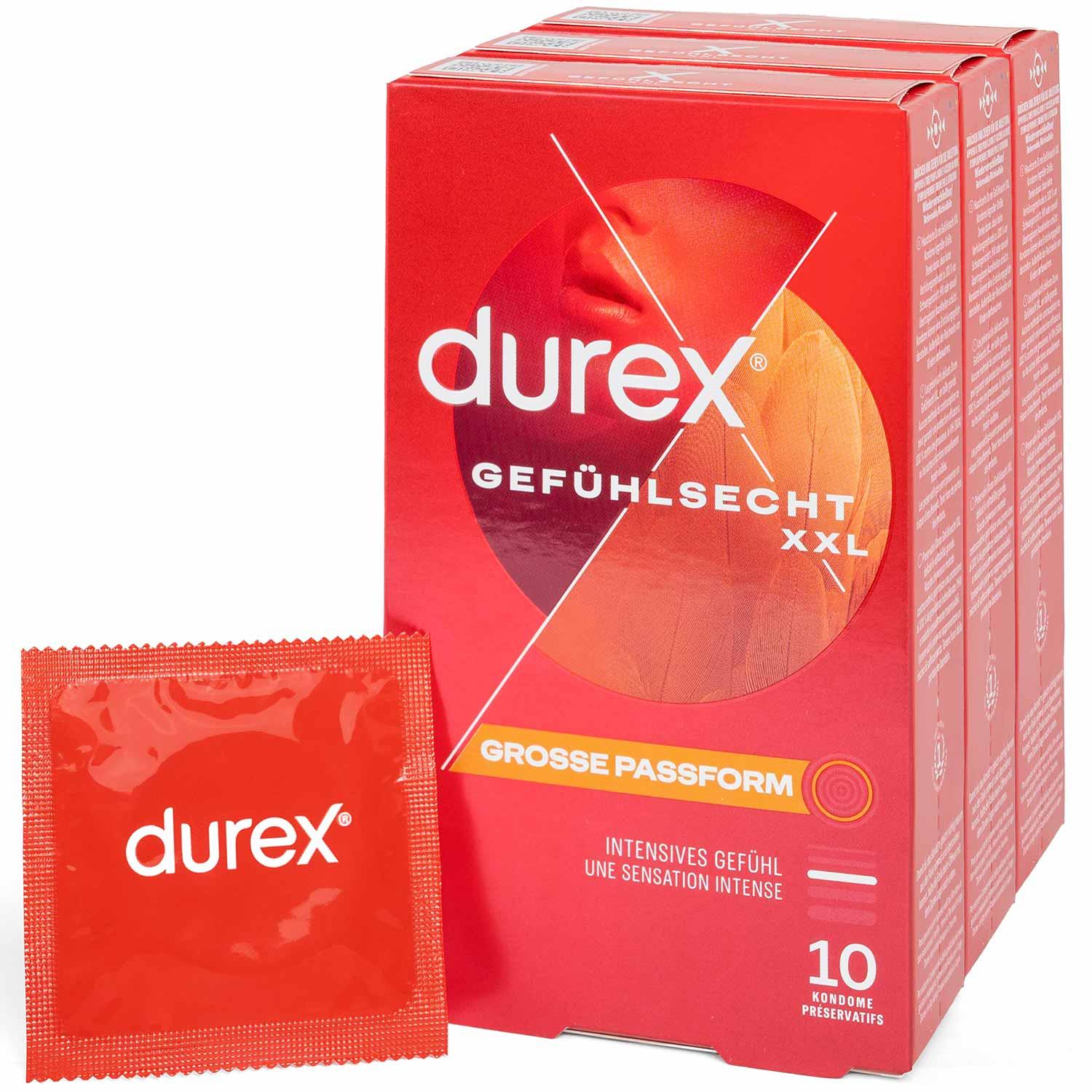 Durex Gefühlsecht XXL Condoms 10pcs, with Reservoir, Ø 60mm, 220mm