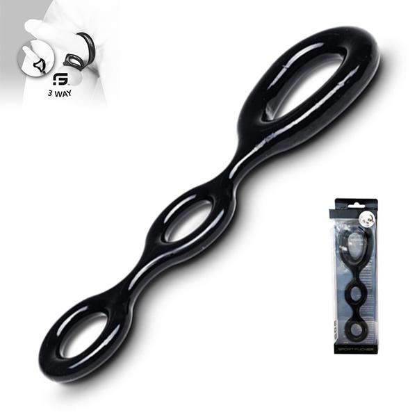 Sport Fucker 3 Way Cockring, Black Sport Fucker 3 Way Cockring, Black