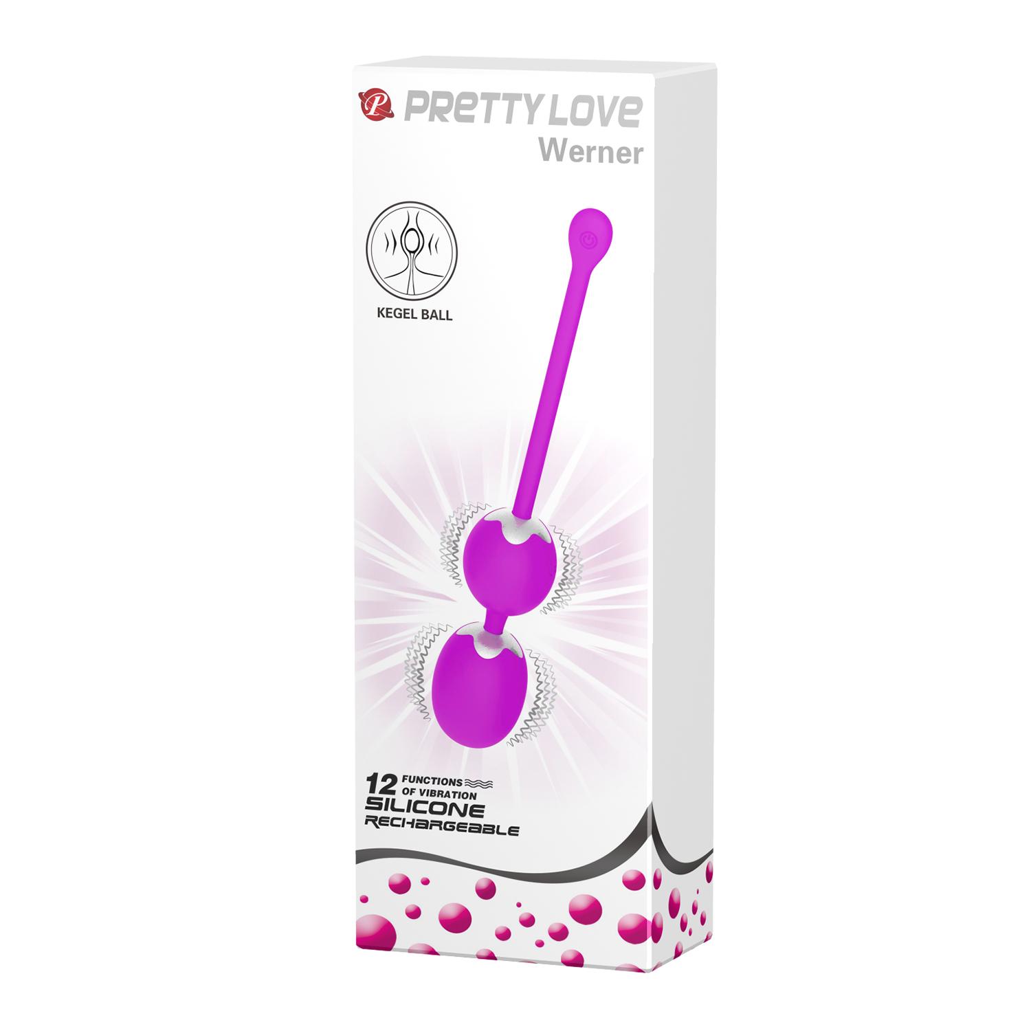 PRETTY LOVE - Werner, Rechargeable kegel ball, 12 Functions of vibration, Silicone, Waterproof L:205mm W:34mm H:34mm PRETTY LOVE - Werner, Rechargeable kegel ball, 12 Functions of vibration, Silicone, Waterproof L:205mm W:34mm H:34mm