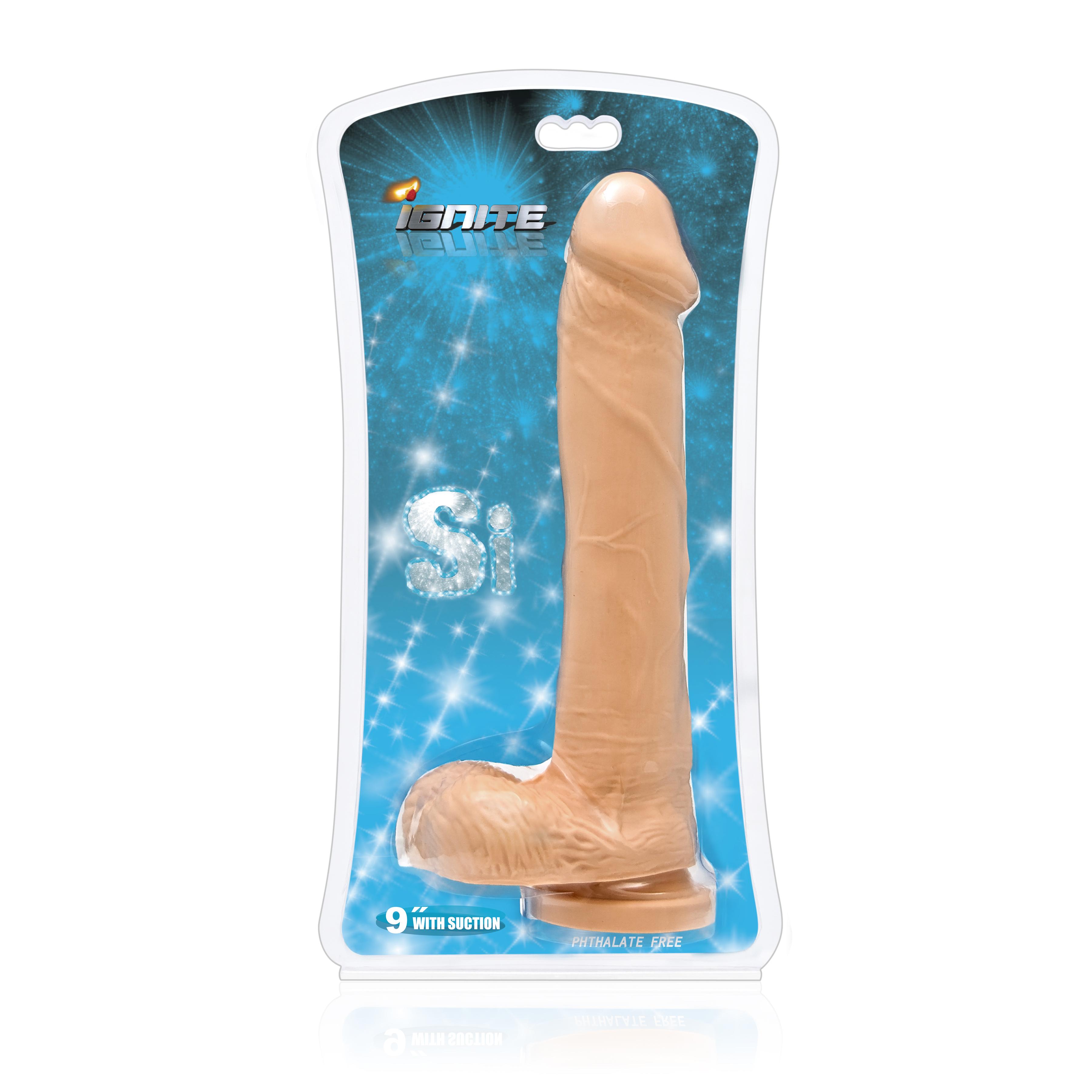 SI IGNITE Cock with Balls and Suction Dildo, Flesh, 23 cm